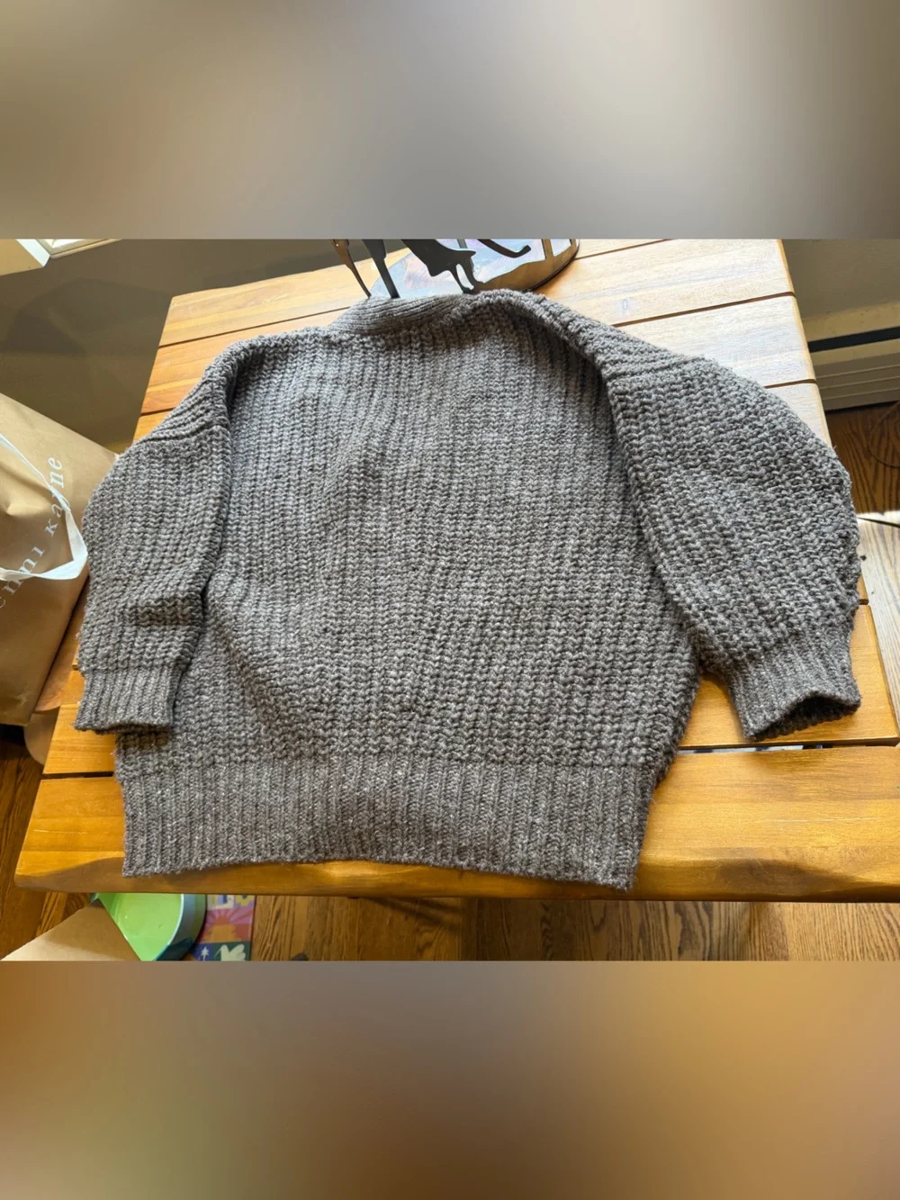 Babaa Brown Chunky V-Neck Button Cardigan - Picture 4 of 4